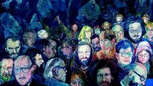 Gustaf Fahle, Bo Sylvan, Folke och Agneta Lalander, Per Josefsson, Bo Olls, Wilhelm Lindvall och andra som kan kännas igen av den gamla konstpubliken. Monica Frisendahl målade "på den tiden då alla kon mär det var vernissage..." Året var -84. T.v. några av Wilhelm Lindvalls geometriska verk, Relationer och Fuga, som vann Vårsalongens i Stockholm nåd.