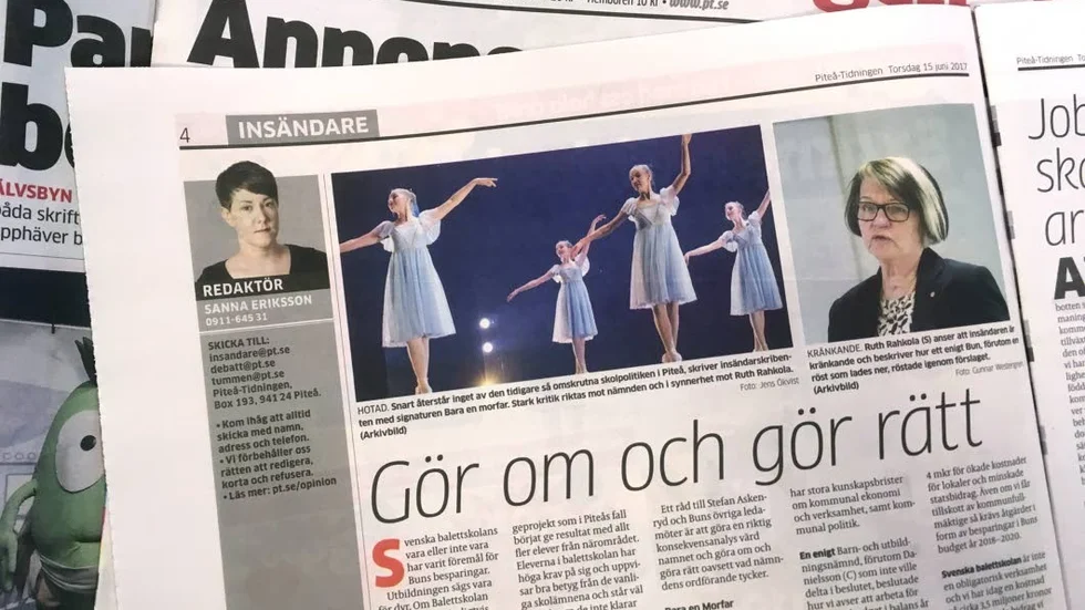 BALETTSKOLAN. Rolf Westerberg håller inte med Ruth Rahkolas svar direkt och tycker att Bun ska tänka om.
