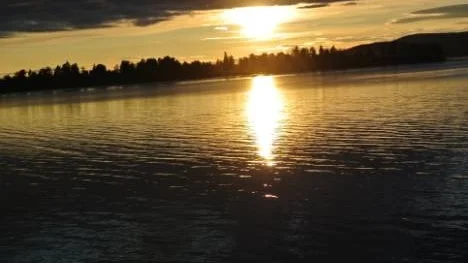 Solnedgång över Sälla i Arjeplog.