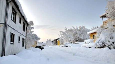 NÄRMAST. Fastigheterna vid Sveavägen i östra Malmberget är några av de fastigheter i Malmberget som är närmast Fabianhålrummet. Foto: Kenth Bergmark