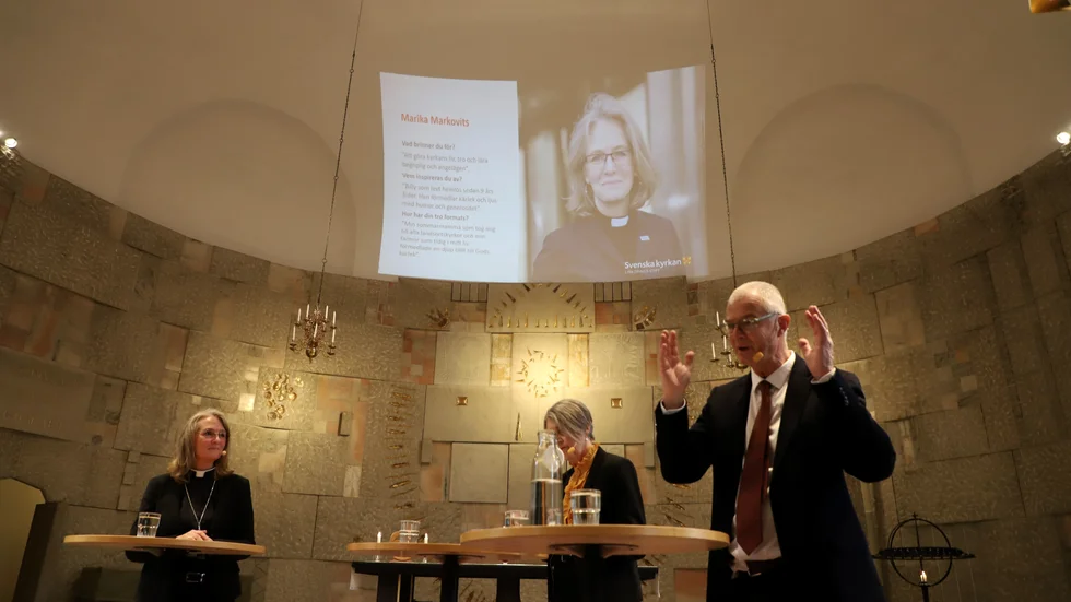Marika Markovits, domprost från Stockholm, är en av kandidaterna till att bli ny biskop i Linköpings stift. Under lördagen frågades hon och övriga kandidater ut i S:t Larskyrkan.