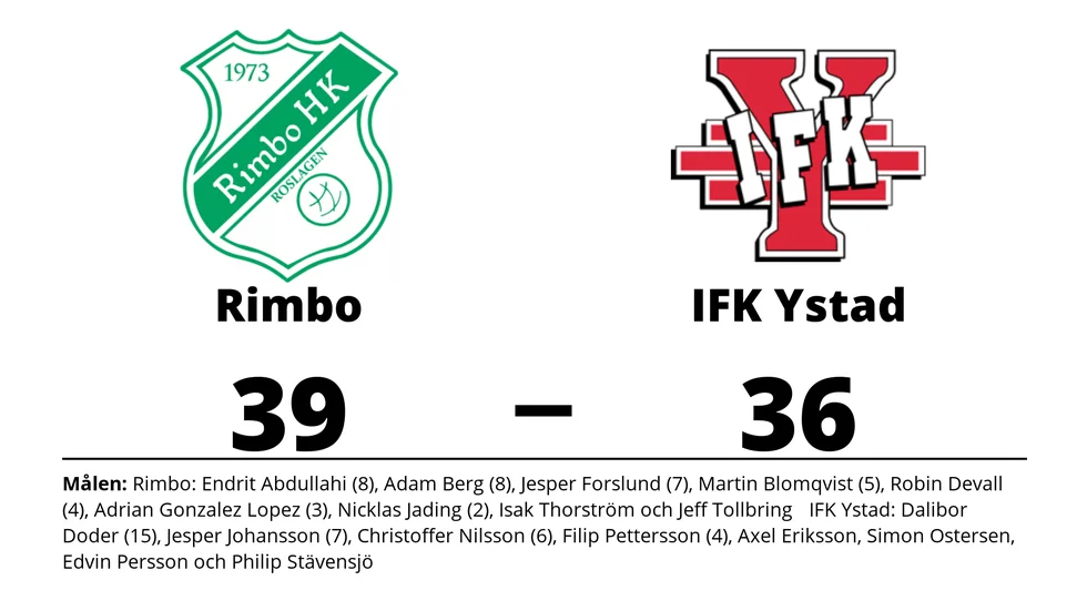 Rimbo HK Roslagen vann mot IFK Ystad HK