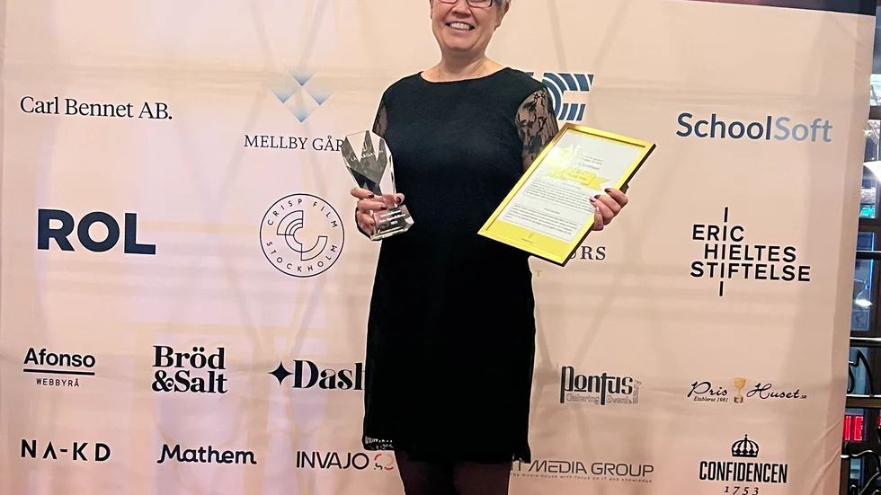 Lena Andersson på Slagstaskolan tog emot priset under Lärargalan i Stockholm.