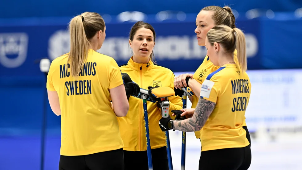 Sara McManus, Anna Hasselborg, Agnes Knochenhauer och Sofia Mabergs under VM i Sandviken.