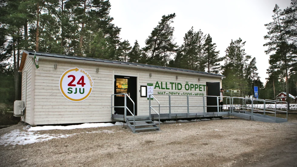 En obemannad butik i 24sju-kedjan ska öppna i Holmsta. Det här är en annan sådan butik, fotograferad på Gotland.