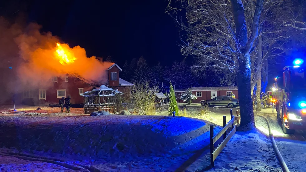 Brand i Villa norr om Motala. 