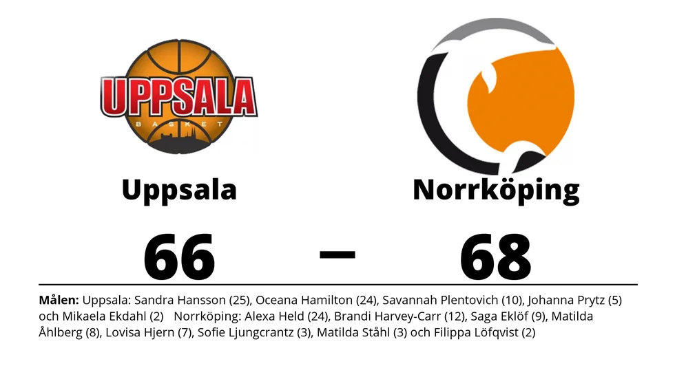 Uppsala Basket förlorade mot Norrköping Basketförening