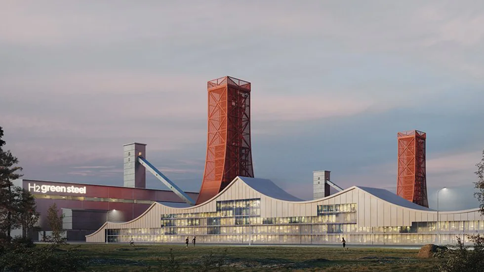 Så här kan stålverket i norra Svartbyn se ut när det är färdigbyggt. Illustrationen är framtagen av H2 Green Steel.