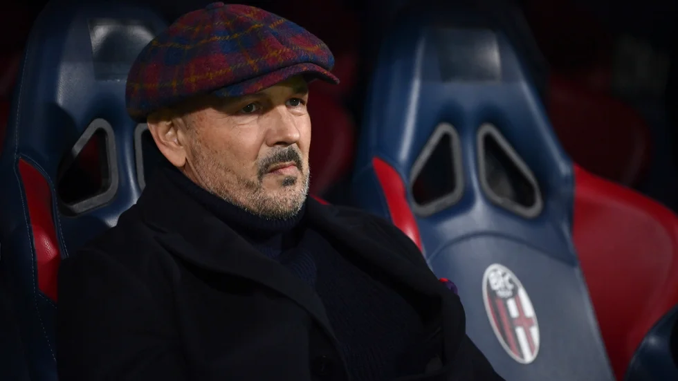Sinisa Mihajlovic vid en match mellan Bologna och Roma i december 2021. Arkivbild.