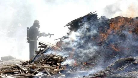 Brand vid Sunderby sopstation