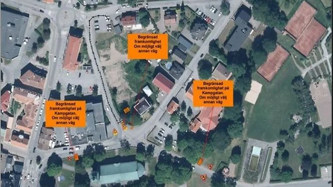 Den centrala gatans ena körfält stängs av fram till och med sista maj nästa år. 