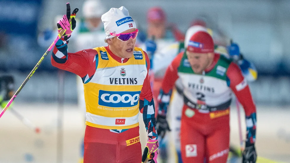 Johannes Høsflot Klæbo i premiären i finländska Ruka förra helgen. Arkivbild.