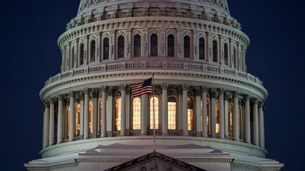USA:s kongressbyggnad, Kapitolium. Arkivbild.