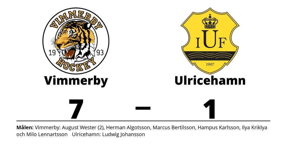 Vimmerby HC vann mot Ulricehamns IF