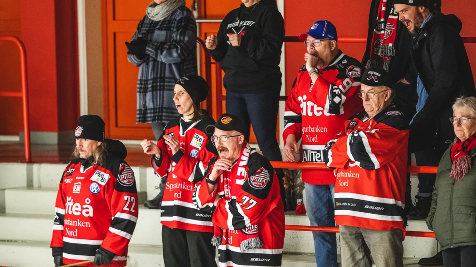 Piteå Hockey drar mindre publik än konkurrenterna i norr, men några som alltid gör sig hörda på läktarna är supportrarna i klacken Redmill Support. (Arkivbild)