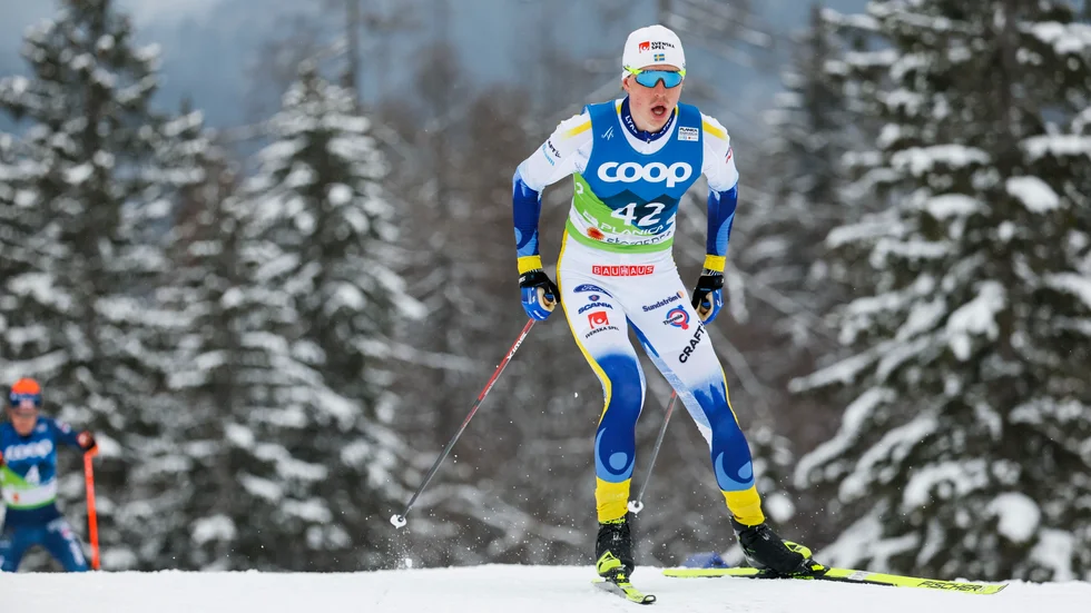 William Poromaa under herrarnas 15-kilometerslopp i Planica.