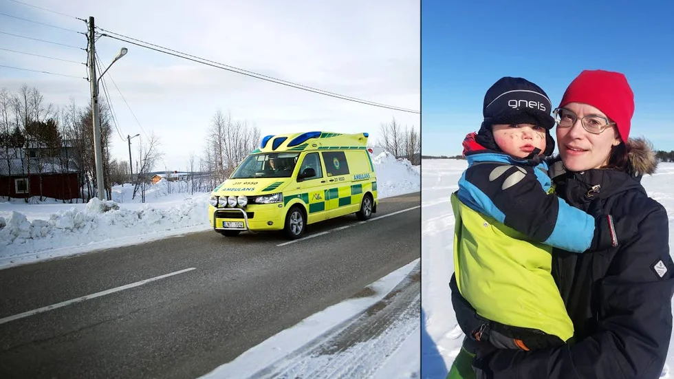 VARDAG. "Det här är Kirunabornas vardag, det är det som gör mig så arg. Med ett så skört system så är det ju inte lika vård till alla", säger Lovisa Wahlberg. På bilden har hon sonen Uno i famnen.