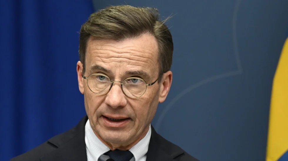Statsminister Ulf Kristersson (M) håller pressbriefing om Natoprocessen.