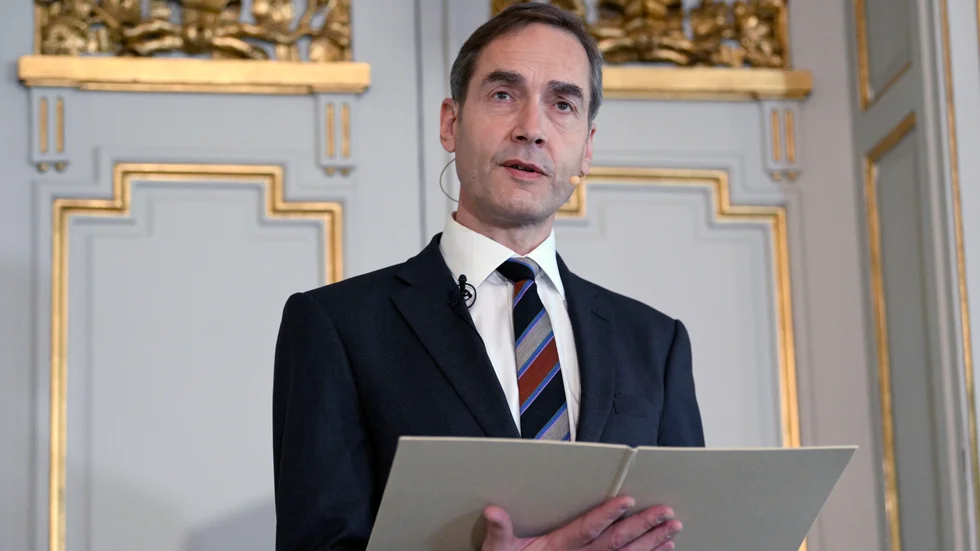 Svenska Akademins ständige sekreterare Mats Malm vid tillkännagivandet förra året. Arkivbild.