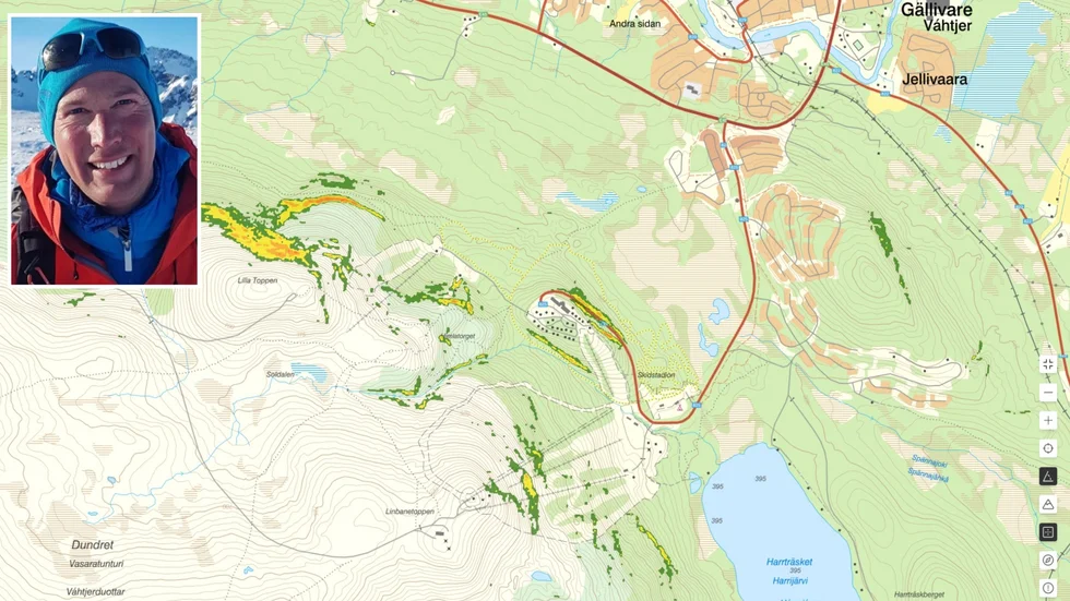 På Lavinprognoser.se så kan man se kartor som visar lutningen, vilket är en förutsättning för laviner. Lavinexpert Mattias Tarestad har flera råd till den som vistas ute i fjällvärlden. 