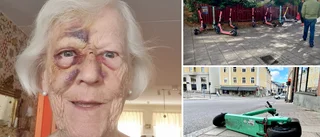 Helena, 79, blåslagen efter vurpan över slängda elsparkcykeln: "Plötsligt låg jag framstupa på marken – jag fattade inget"