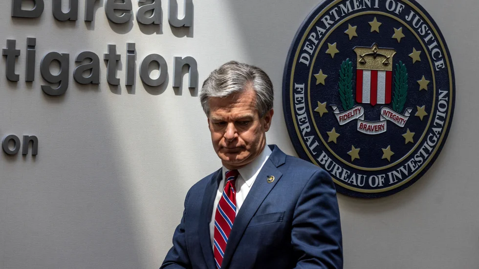 FBI-chefen Christopher Wray talar med pressen den 10 augusti. Arkivbild.