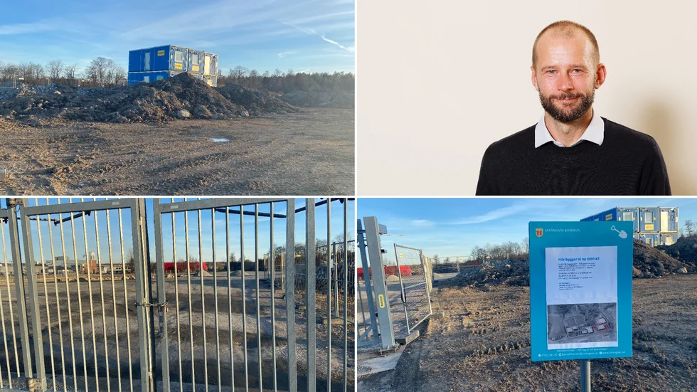 Kommunens byggprojektledare Erik Granbeck berättar att det ska komma upp belysning på byggarbetsplatsen på Larslunda med anledning av att obehöriga rört sig där för att stjäla från entreprenören.