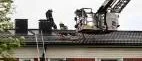 Förrådsbrand nära ödelägga radhus
