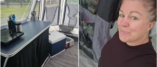 Se Thereses tält på Bredsands camping inför tv-besöket