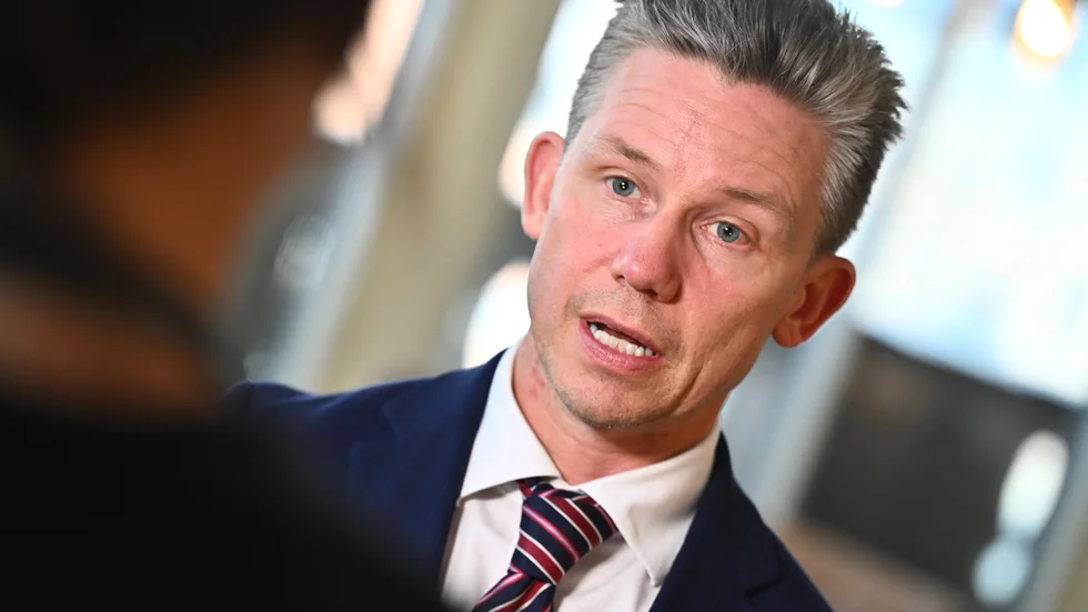 Försvarsminister Pål Jonson (M) på tisdagen.