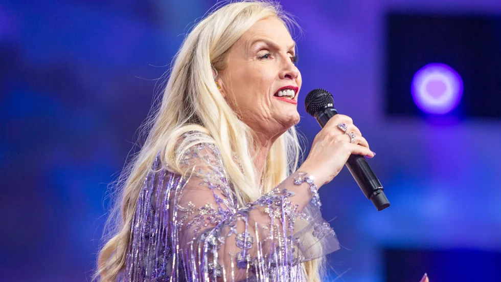 Gunilla Persson under den första scenrepetitionen på torsdagseftermiddagen. 