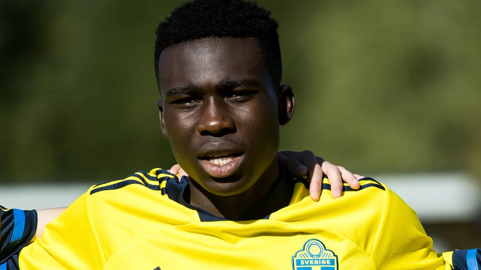 Glad Egbedi under träningningslandskampen i fotboll mellan Sverige och Norge i Falun i september.