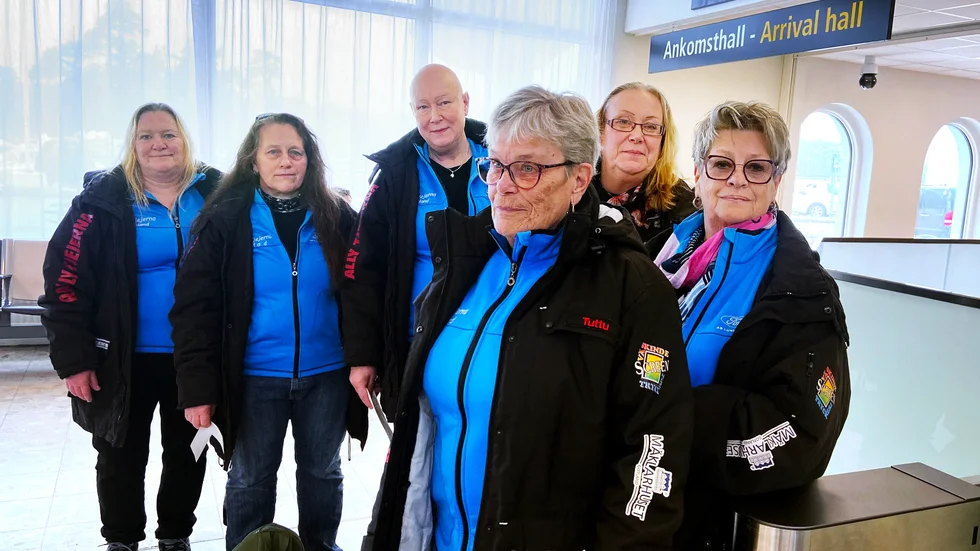 Rallytjejerna lämnade Gotland på torsdagen. Från vänster ses Lena Green, Annica Jacobsson, Jane Erixon, Elisabeth Malmberg, Gunilla Fohlin och Karin Arvidsson.