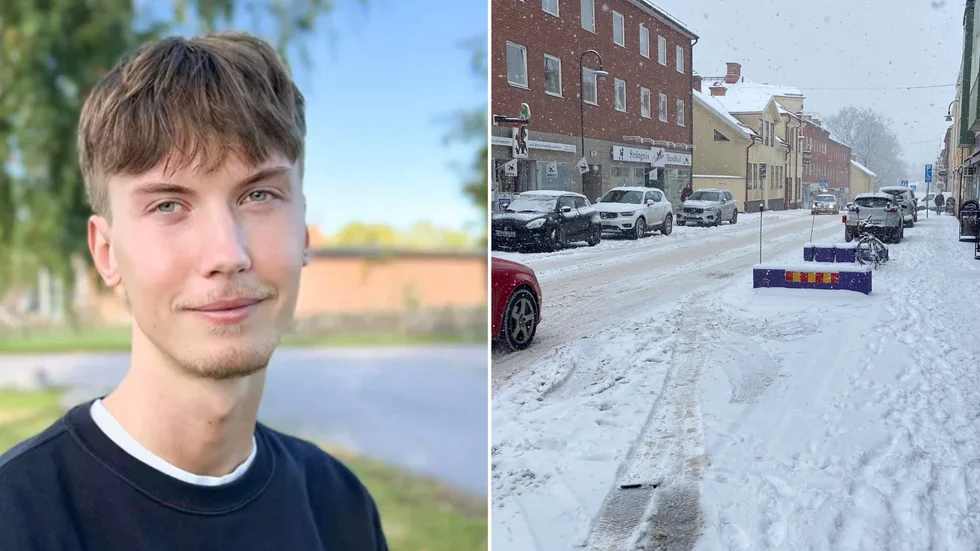 Edvin Antsvee, som studerar på Mälardalens universitet, fick under sin praktikperiod utreda om gång- och cykelbanan skulle passa bäst på Storgatan (se bilden) eller Strandvägen.