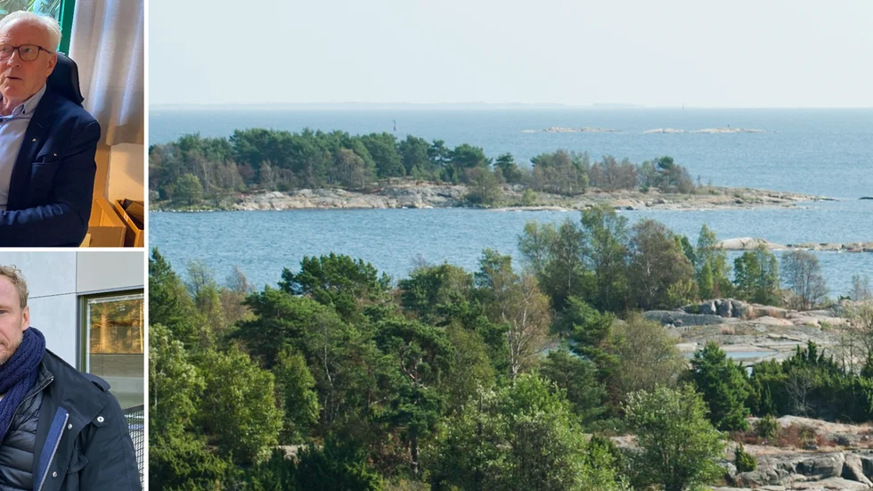 Kommunalrådet Dag Bergentoft (M) berättar att kommunstyrelsen beslutat att sälja kommunens stugor i skärgården. Oppositionsrådet Linus Fogel (S) är emot beslutet.