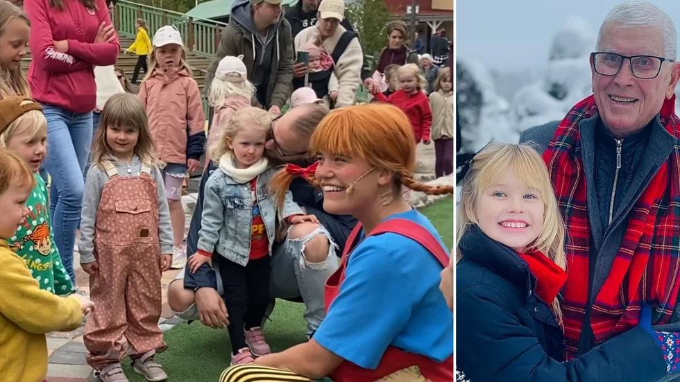 Med barnen i fokus både privat och i livsverket Sagobyn. Bilden till vänster, där Per poserar tillsammans med ett av sina barnbarn Edith, är ett av frun Else-Maries favoritfoton. "Och han var stolt över Sagobyn, och vilken betydelse det fick för Vimmerby".
