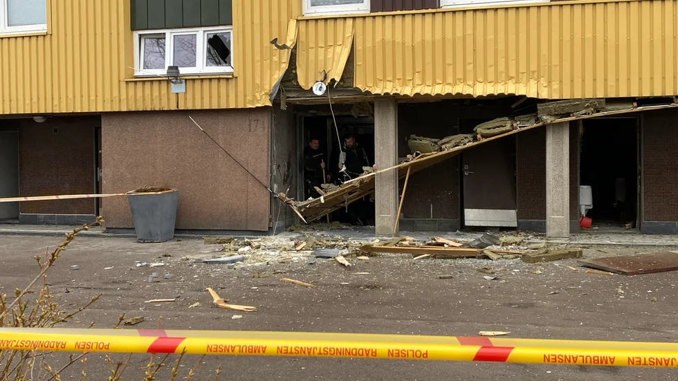 Hagebygatan där en sprängning inträffade natten mot måndag 25 mars. 