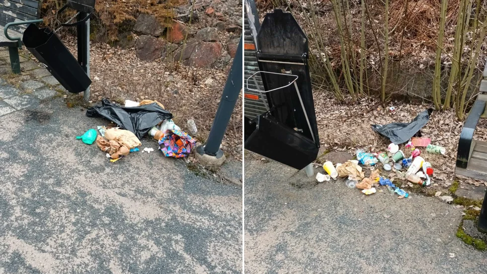 Ingen vacker syn vid Läggesta station på självaste påskdagen.