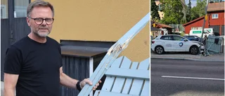 Se klippet när föraren kraschar in i Cykelhörnans staket