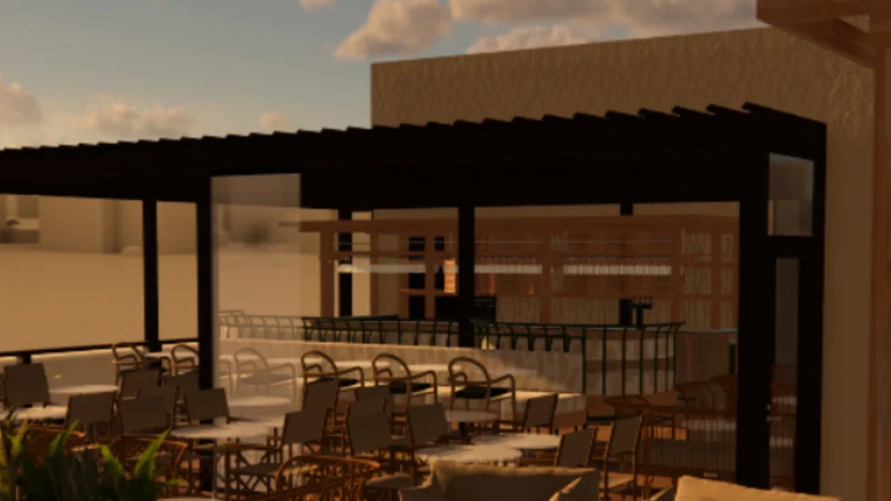 3D ritningar på restaurangen Bacàn. Här på takterassen som ligger på åttonde våningen.