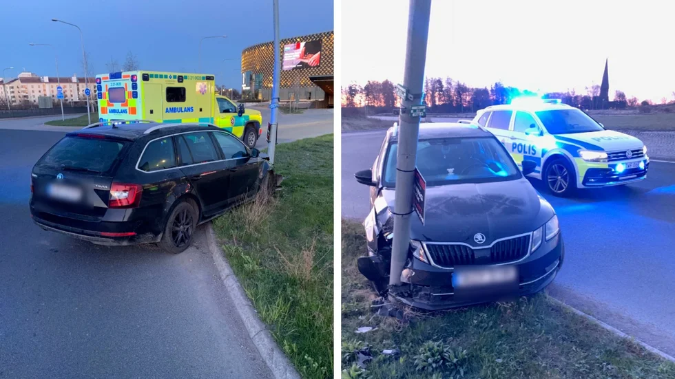 Kvinnan krockade med en lyktstolpe när hon körde kraftigt berusad.