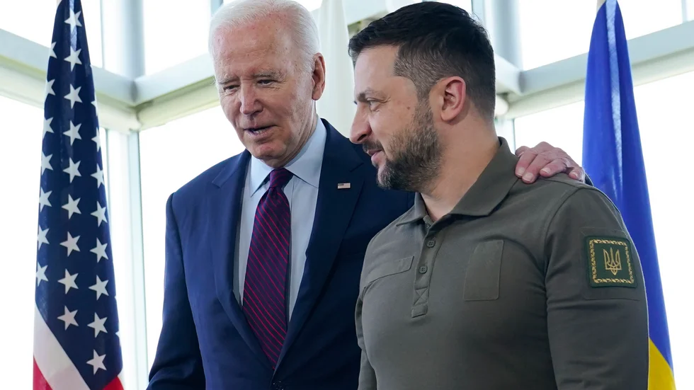 USA:s president Joe Biden väntas träffa den ukrainske presidenten Volodymyr Zelenskyj i Vilnius på onsdag. Arkivbild.