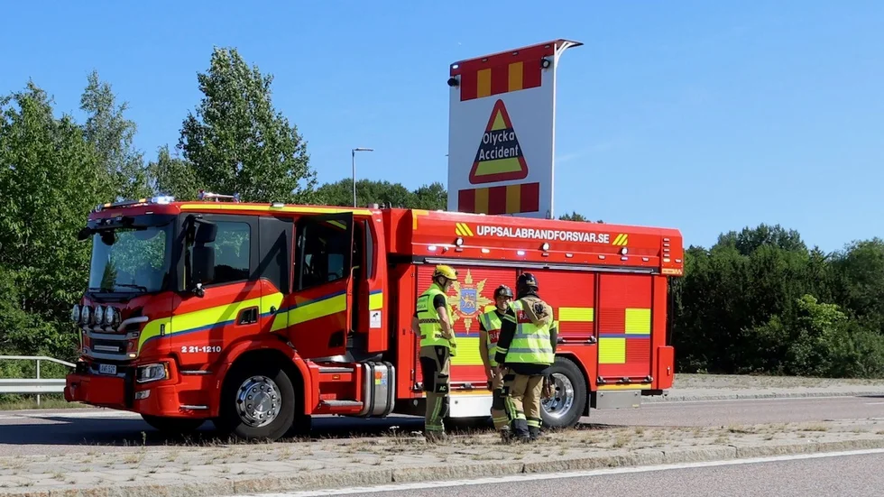 Räddningstjänsten larmades till en olycka på väg 55.