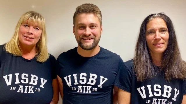 Visby AIK:s nya ledarstab. Malin Olin, Daniel Johansson och Tanja Males-Ringvall. 