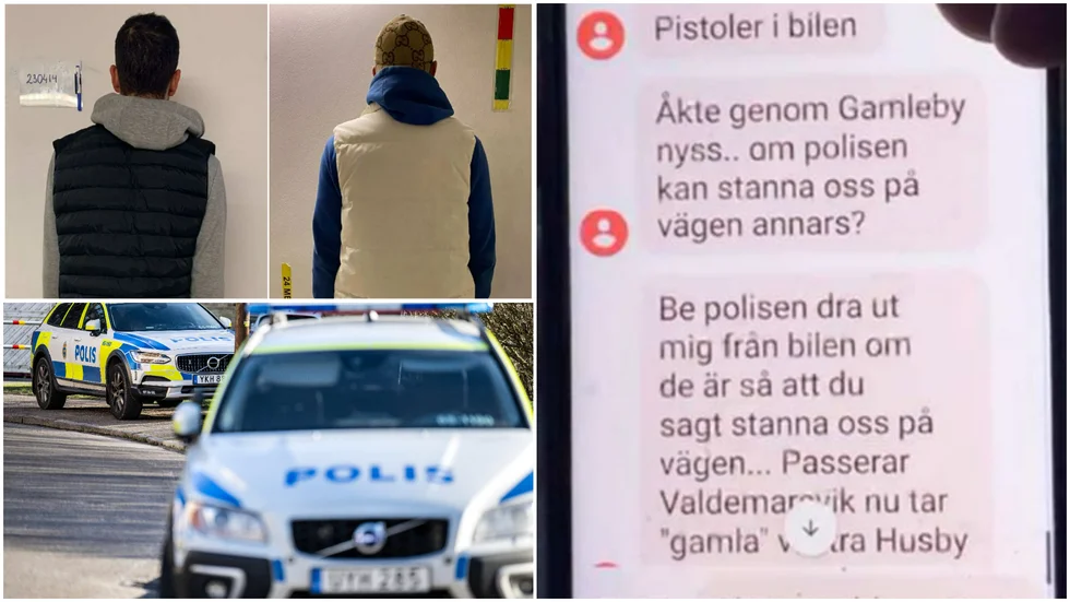 37-åringen skickade sms till sina föräldrar där han berättade att han blivit bortförd av två gärningsmän (överst till vänster)