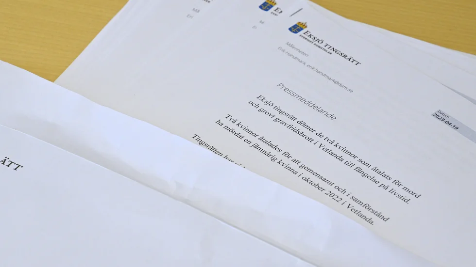 Två kvinnor som fällts för mord i Vetlanda överklagar domen. Arkivbild.