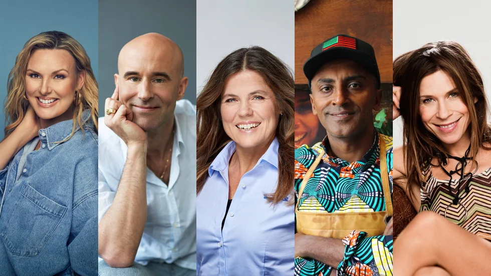 Sanna Nielsen, Mark Levengood, Pernilla Wiberg, Marcus Samuelsson och Caroline af Ugglas gästar årets säsong av "Stjärnorna på slottet". Pressbild.