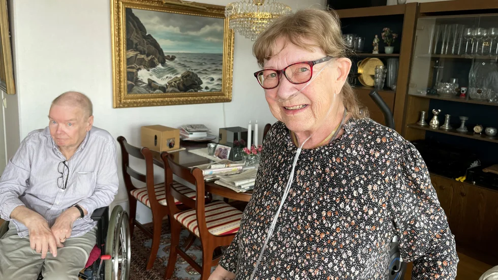 Gun Vilhelmsson och maken Bengt är mycket nöjda med vården hon får i hemmet via LAH-avdelningen.