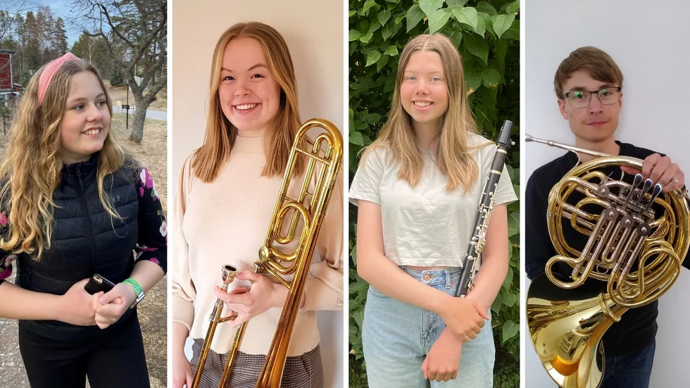 Karin Alveling, Märta Kämmerling, Esmeralda Sjödahl och Johannes Grahn får stipendium för sitt musicerande. 