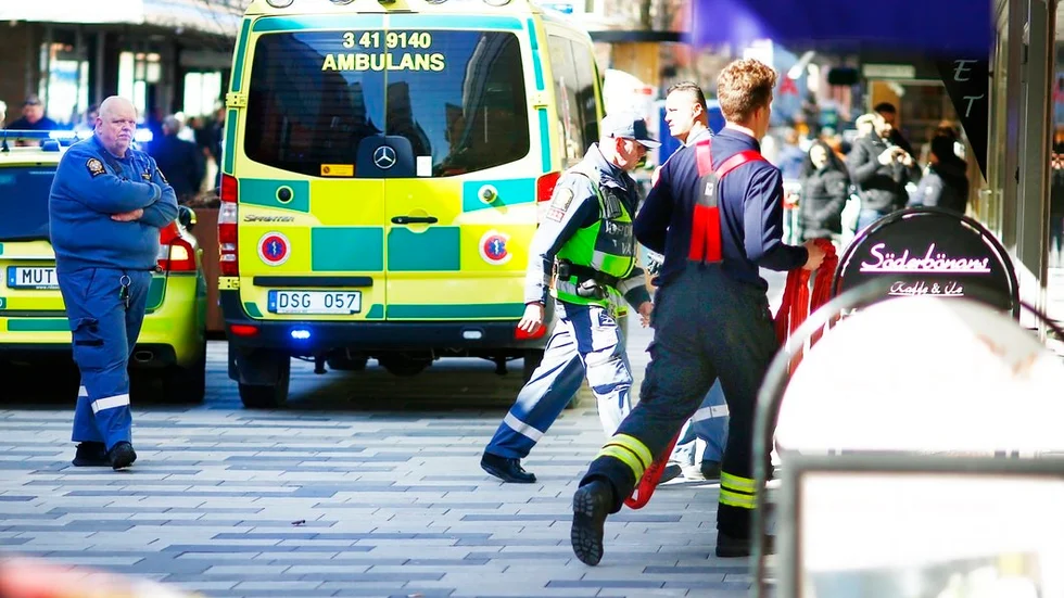 Insatsen på Kungsgatan vid olyckan med kassaskåpet.